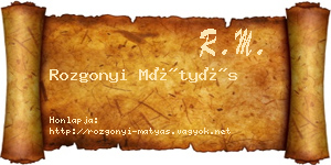 Rozgonyi Mátyás névjegykártya